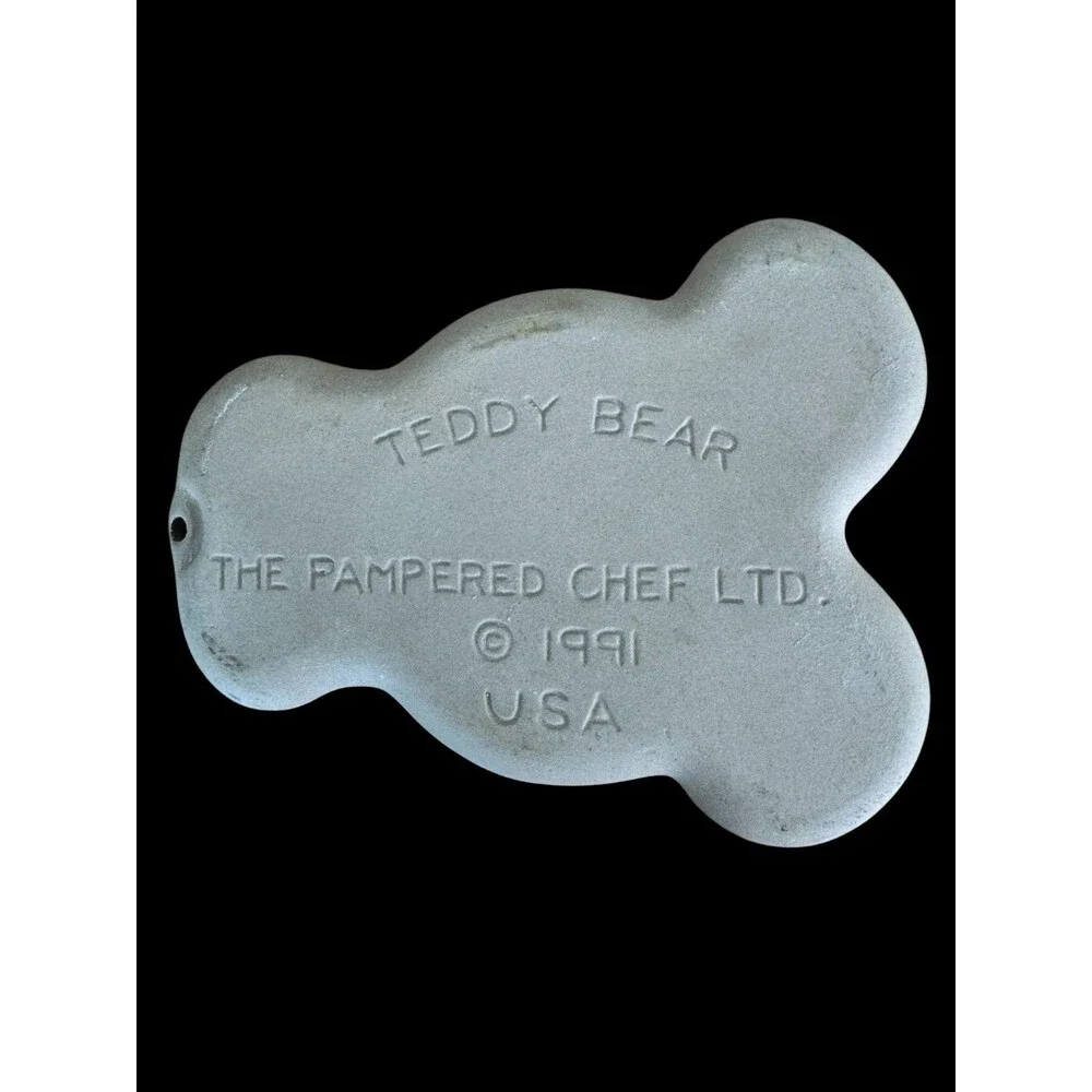 Pampered Chef Stoneware Teddy Bear USA Shortbread Cookie Butter Mold